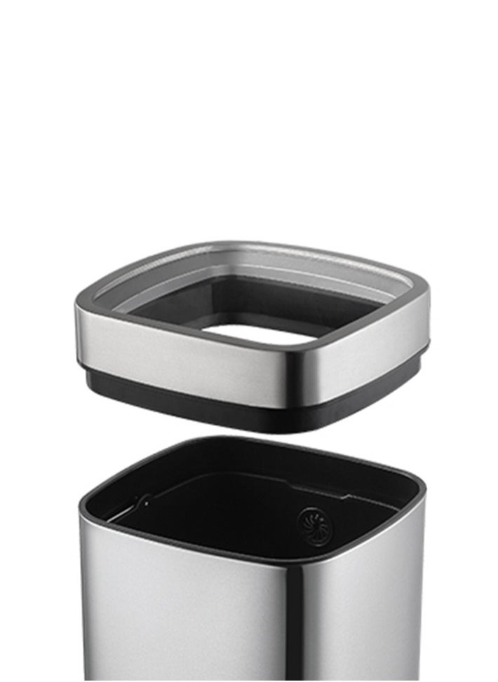 EKO LAGUNA SERIES | Brushed Stainless Steel Finish | Fingerprint-Resistant | Open-Top Trash Bin | Metallic Grey | Large | 35L  - Image 3