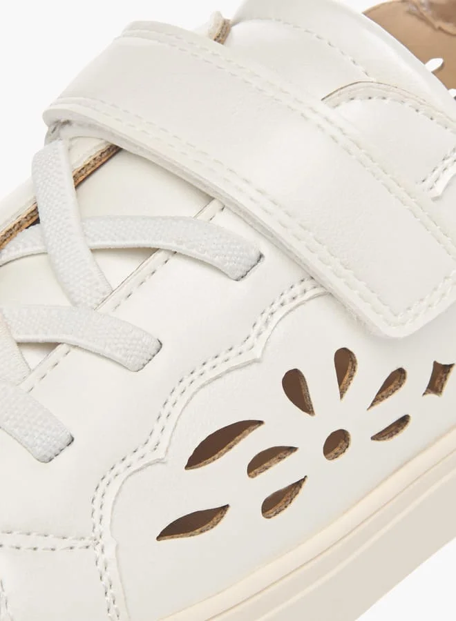 Little Missy Girls Cut-Out Detail Sneakers With Hook And Loop Closure