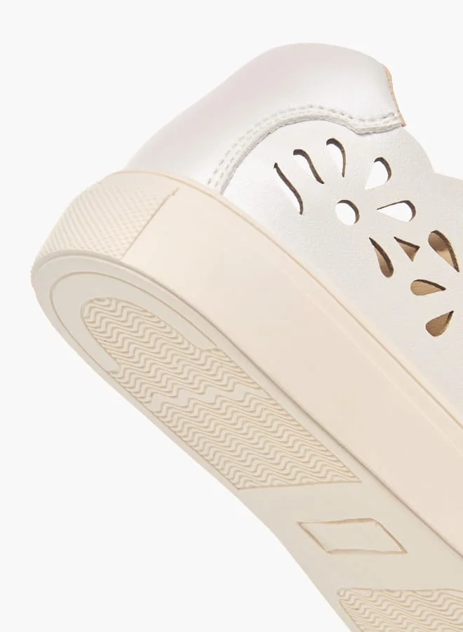 Little Missy Girls Cut-Out Detail Sneakers With Hook And Loop Closure