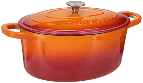 Crock-Pot Crock Pot Artisan Oval Enameled Cast Iron Dutch Oven, 7-Quart, Sunset Orange - Image 1