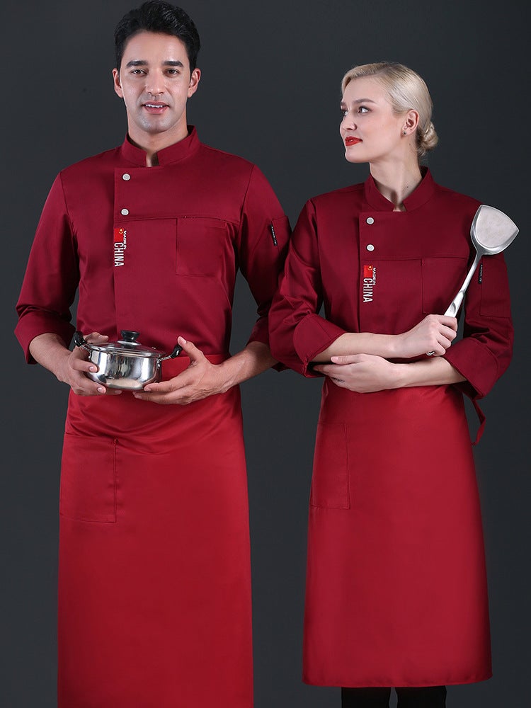 2025 Autumn/Winter New Chef Uniform Workwear Long Sleeve Restaurant Kitchen Catering Specialized Workwear Can Be Embroidered - Image 5