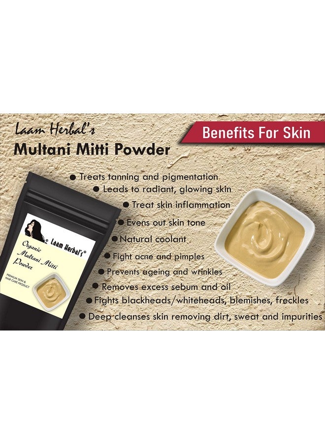 Laam Herbals Multani Mitti Powder | Instant Glow | Natural Skin Glow, Anti-Acne, Unclog Pores, Oil Secretion, De-Tan, Anti-Wrinkles | For Skin & Hair (250 G) - Image 2