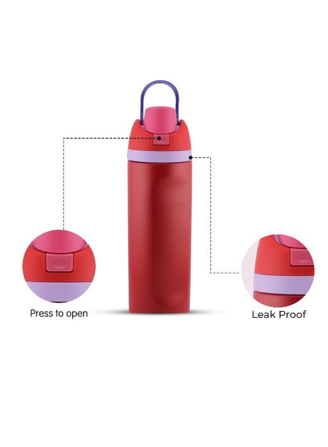 CRAVISTA 24oz Stainless Steel Water Bottle – Double Wall Vacuum Insulated Flask with Spout & Straw, BPA-Free, Leak-Proof Sports Water Bottle for Hot & Cold Drinks (Red) - Image 4