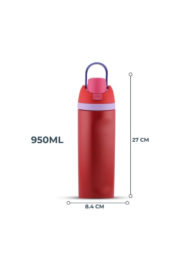 CRAVISTA 24oz Stainless Steel Water Bottle – Double Wall Vacuum Insulated Flask with Spout & Straw, BPA-Free, Leak-Proof Sports Water Bottle for Hot & Cold Drinks (Red) - Image 5
