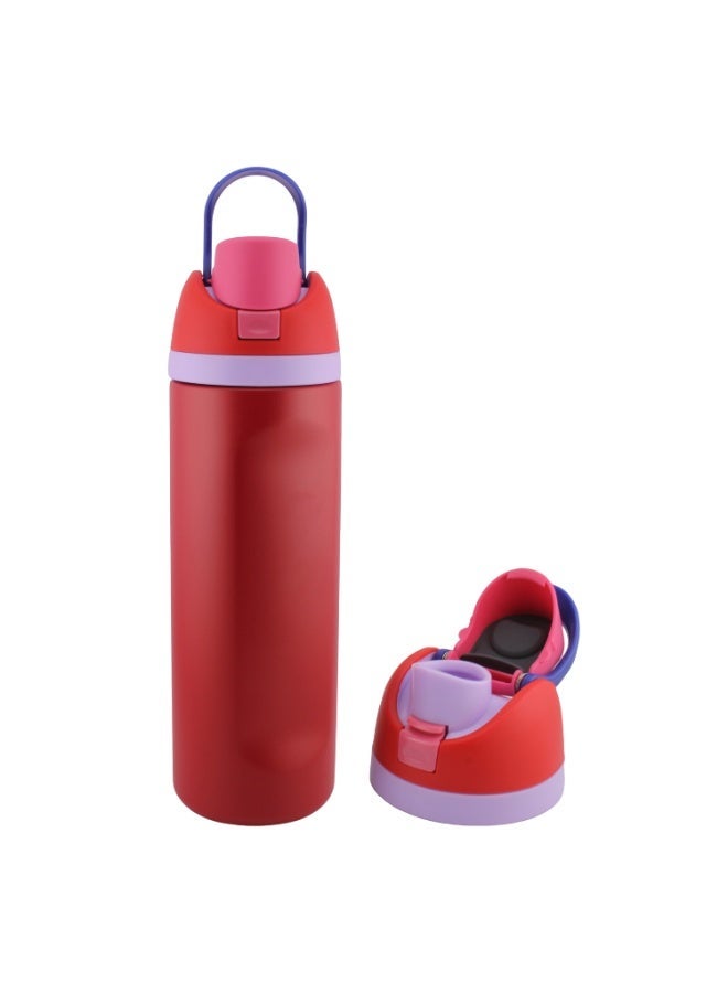 CRAVISTA 24oz Stainless Steel Water Bottle – Double Wall Vacuum Insulated Flask with Spout & Straw, BPA-Free, Leak-Proof Sports Water Bottle for Hot & Cold Drinks (Red) - Image 2