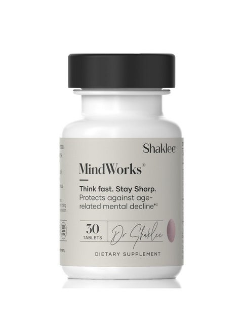 Shaklee MindWorks® - Brain Health Supplement for Brain Sharpness & Focus - Supported Nutrients & Extracts - Chardonnay Grape Seed Polyphenols, Guarana Extract, Vitamins B6, B12, Folate - 30 Tablets