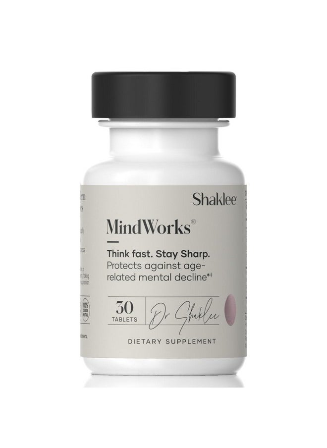 Shaklee MindWorks® - Brain Health Supplement for Brain Sharpness & Focus - Supported Nutrients & Extracts - Chardonnay Grape Seed Polyphenols, Guarana Extract, Vitamins B6, B12, Folate - 30 Tablets