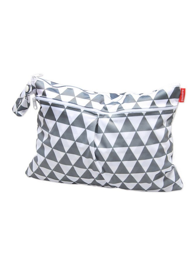 Damero حقيبة سفر مبللة وجافة 2 قطعة مع مقبض لقطع مضخة حفاضات القماش والملابس وملابس السباحة والمزيد سهلة الحمل والذهاب (مثلث رمادي صغير + نقاط رمادية) - Image 3
