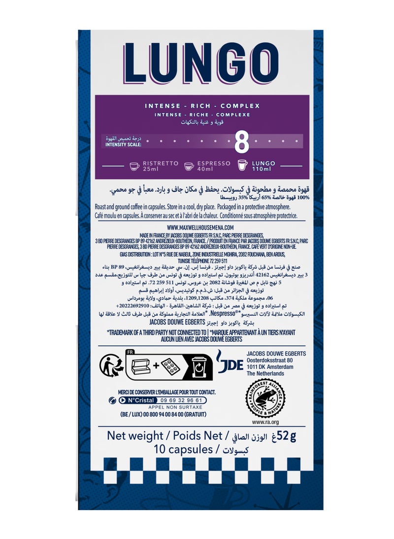 Maxwell House Lungo Intensity 8 Coffee Capsules 10 Capsules (52g)  - Image 2