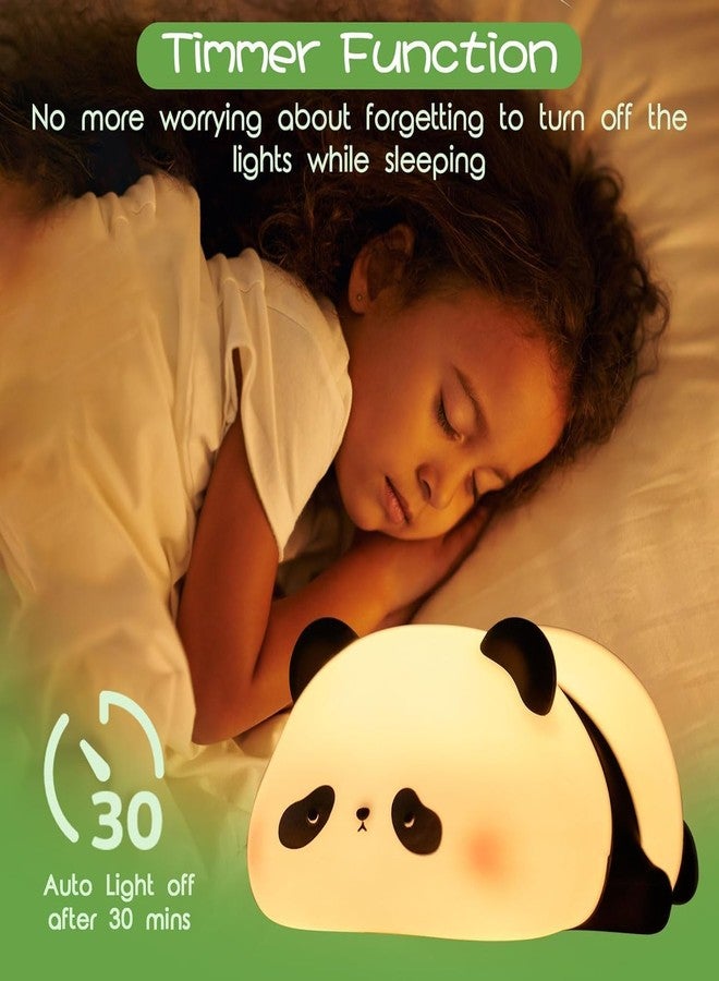 MUID Panda Lamp, Cute Rechargeable Sleeping Panda Night Light for Kids, Nursery Silicone Night Light with 7-Color Changing Kawaii Bedside Lamp for Kids Room, LED; black, white - Image 5