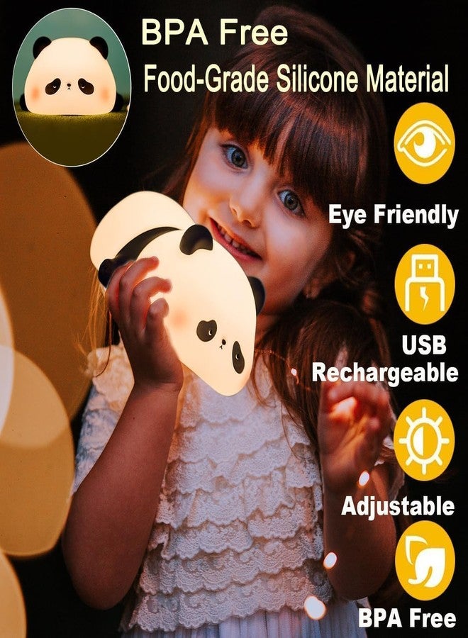MUID Panda Lamp, Cute Rechargeable Sleeping Panda Night Light for Kids, Nursery Silicone Night Light with 7-Color Changing Kawaii Bedside Lamp for Kids Room, LED; black, white - Image 4