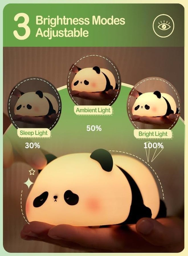 MUID Panda Lamp, Cute Rechargeable Sleeping Panda Night Light for Kids, Nursery Silicone Night Light with 7-Color Changing Kawaii Bedside Lamp for Kids Room, LED; black, white - Image 2
