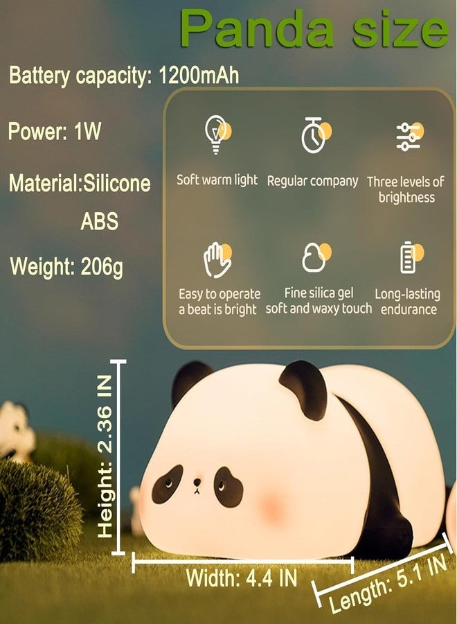 MUID Panda Lamp, Cute Rechargeable Sleeping Panda Night Light for Kids, Nursery Silicone Night Light with 7-Color Changing Kawaii Bedside Lamp for Kids Room, LED; black, white - Image 3