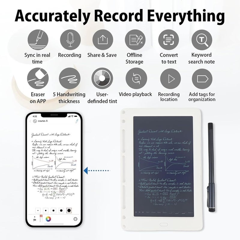 Digital Notebook with Smart Pen, OCR Realtime Sync for Digitizing, BT5.0, Video Playback & Offline Storage, Compatible with Android, for Learning Work Drawing - Image 2