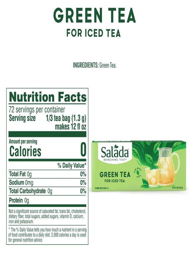 Salada Green Iced Tea, Zero Calorie Green Tea, Rich and Smooth Taste Green Tea Blend, 24 Family Sized Individually Wrapped Tea Bags (Pack of 2) - Image 4