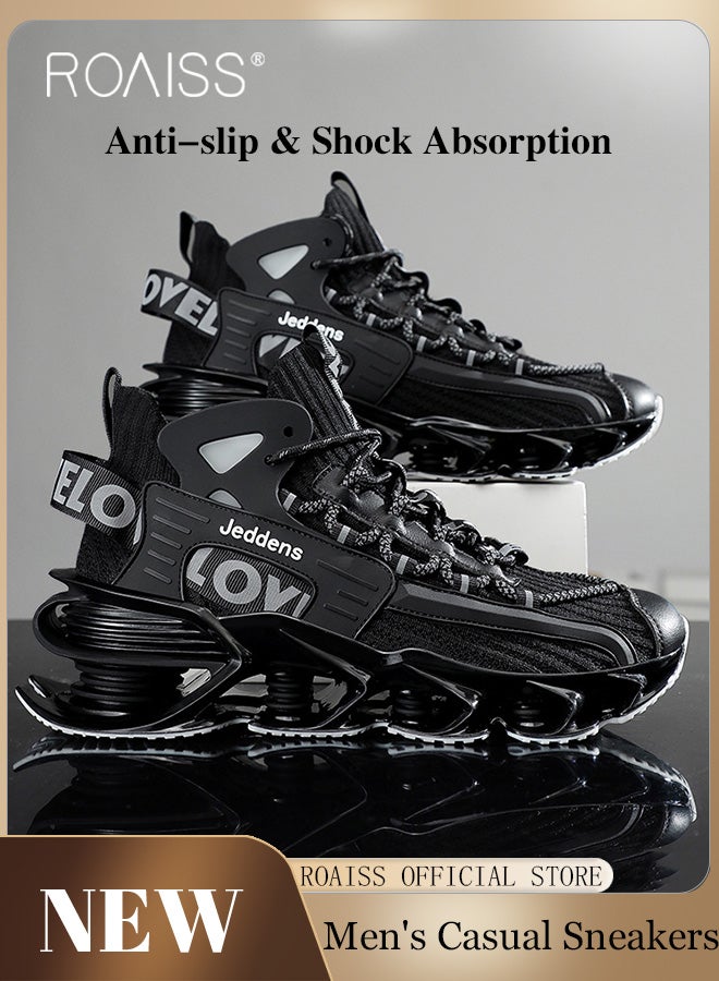 رويس أحذية رياضية أنيقة للرجال، أحذية رياضية خفيفة الوزن ومسامية للرجال، أحذية رياضية غير قابلة للانزلاق برباط، أحذية رياضية ممتصة للصدمات مع بطانة ناعمة، مناسبة للارتداء اليومي والأنشطة الخارجية - Image 2