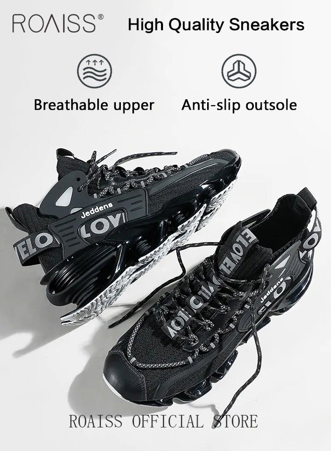 رويس أحذية رياضية أنيقة للرجال، أحذية رياضية خفيفة الوزن ومسامية للرجال، أحذية رياضية غير قابلة للانزلاق برباط، أحذية رياضية ممتصة للصدمات مع بطانة ناعمة، مناسبة للارتداء اليومي والأنشطة الخارجية - Image 4
