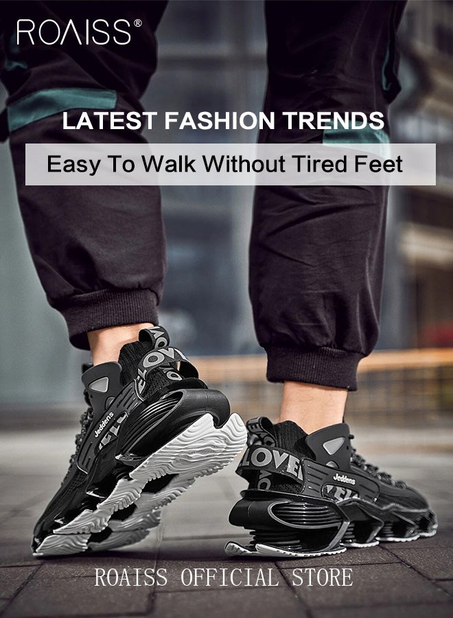 رويس أحذية رياضية أنيقة للرجال، أحذية رياضية خفيفة الوزن ومسامية للرجال، أحذية رياضية غير قابلة للانزلاق برباط، أحذية رياضية ممتصة للصدمات مع بطانة ناعمة، مناسبة للارتداء اليومي والأنشطة الخارجية - Image 3