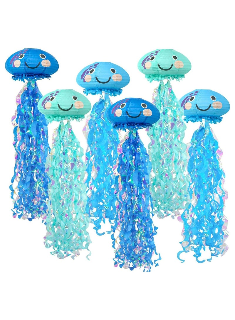 CMGTYYD Jellyfish Paper Lanterns, Under The Sea Party Decorations, Hanging Smile Face, Jelly Fish Paper Lanterns for Mermaid Theme Party Ocean Birthday Decorations for Baby - Image 1