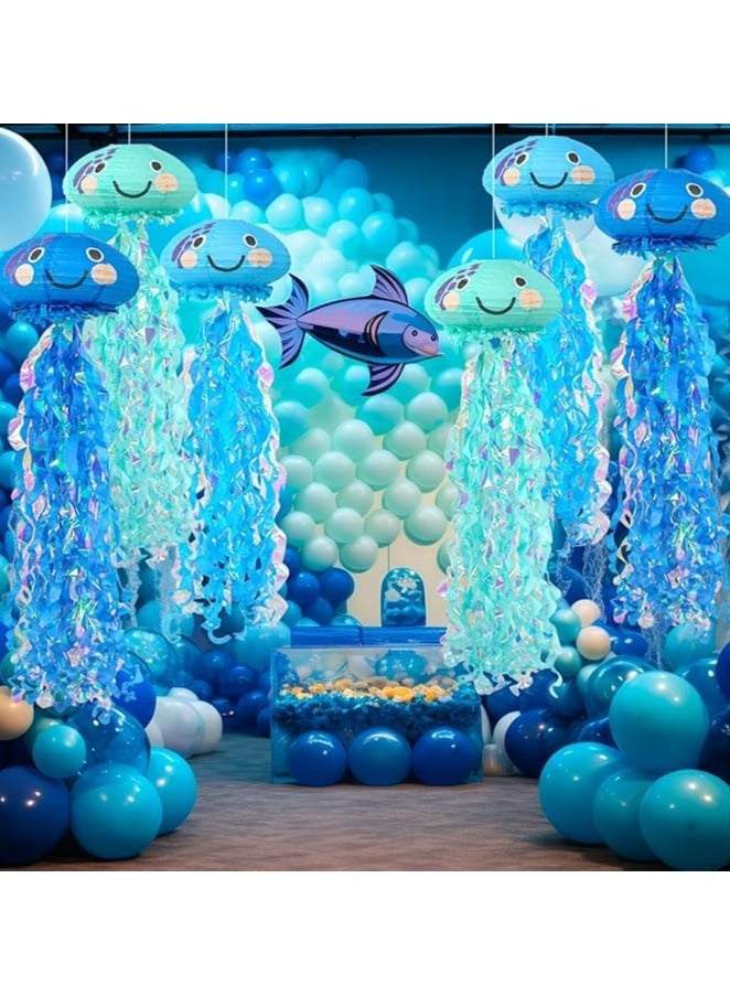 CMGTYYD Jellyfish Paper Lanterns, Under The Sea Party Decorations, Hanging Smile Face, Jelly Fish Paper Lanterns for Mermaid Theme Party Ocean Birthday Decorations for Baby - Image 2