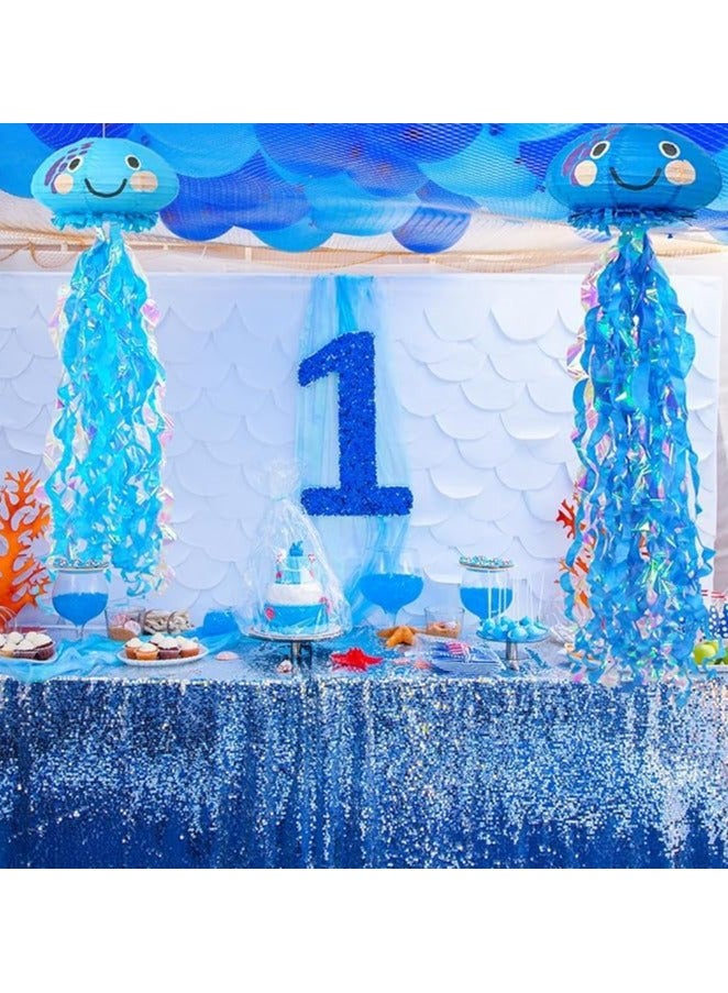 CMGTYYD Jellyfish Paper Lanterns, Under The Sea Party Decorations, Hanging Smile Face, Jelly Fish Paper Lanterns for Mermaid Theme Party Ocean Birthday Decorations for Baby - Image 4
