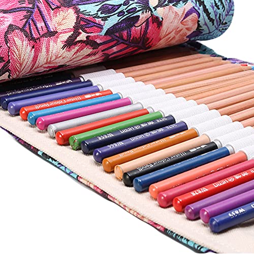 DIYOMR 24/36/72 Slots Pencil Wrap Pencil Rolls, Artist Colored Pencils Roll Up Bag Short Brushes Pouch Case Pencils Organizer for Drawing Coloring and Sketching (Maple Leaves, 36slots) - Image 5
