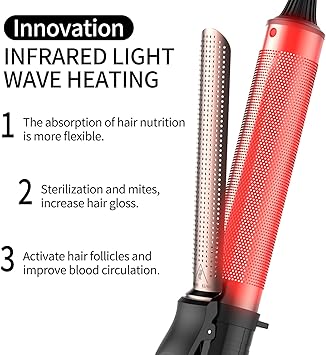 K&K KK Professional Infrared Curling Iron 32mm 230 Degrees Celsius Max Dual Voltage Rose Gold Aluminium Tube - Image 2