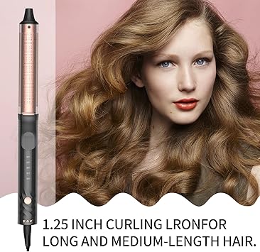 K&K KK Professional Infrared Curling Iron 32mm 230 Degrees Celsius Max Dual Voltage Rose Gold Aluminium Tube - Image 5