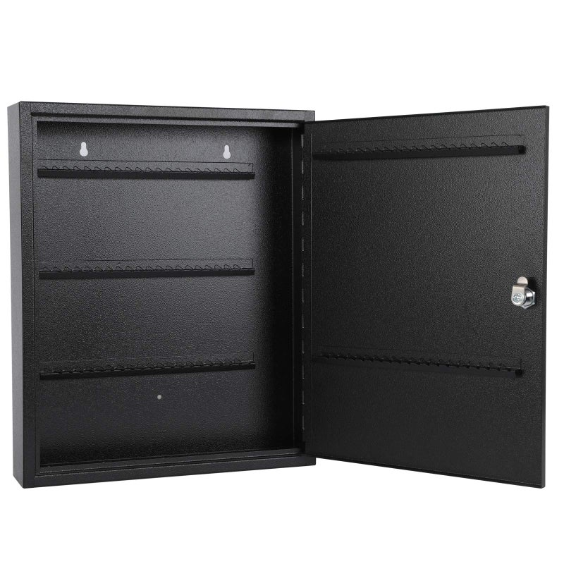 KYODOLED Key Storage Lock Box with Key, Locking Key Cabinet, 100 Key Management Wall Mount with Key Lock, Key Hooks & Tags Key Labels, 3.1" D x 17.1" W x 14.1" H (Black 100 Key) - Image 5