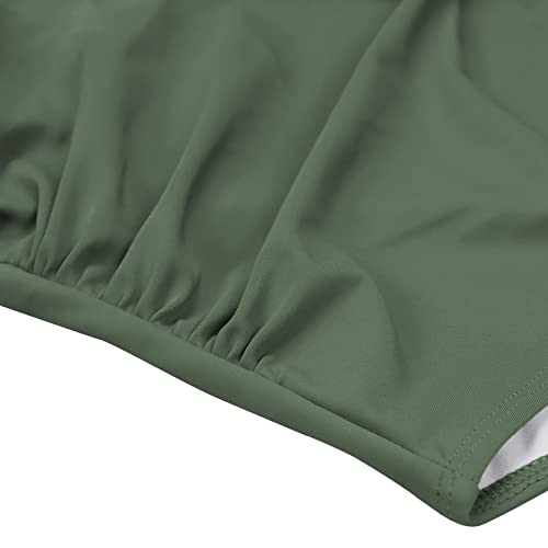 Eomenie Women's One Piece Swimsuits Tummy Control Cutout High Waisted Bathing Suit Wrap Tie Back 1 Piece Swimsuit Green Striped - Image 4