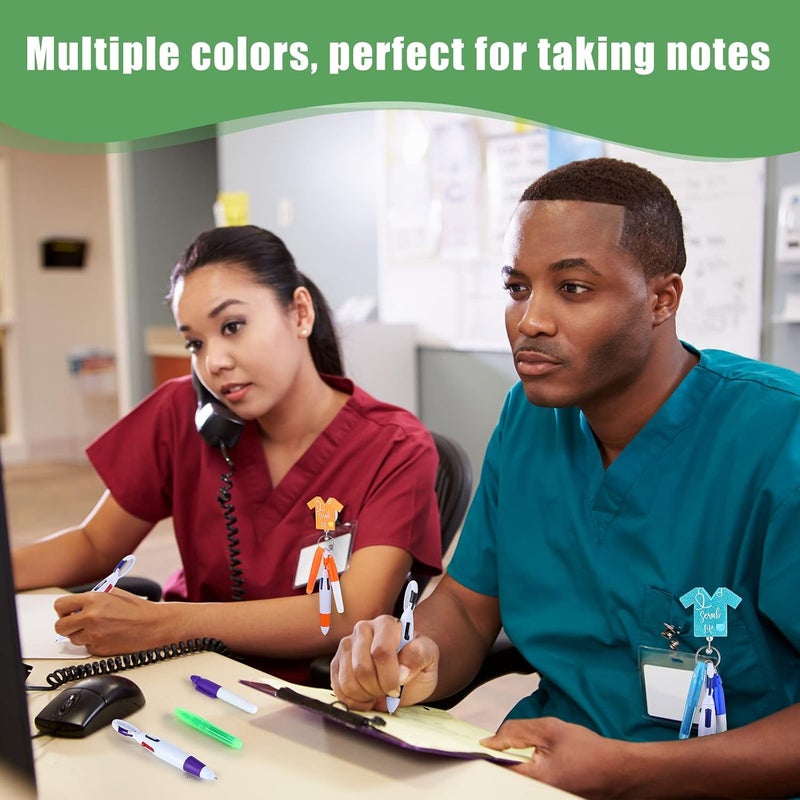 Sinmoe 75 Pcs Nurse Badge Reels Bulk Nurse Week Gifts Pen Set Include Badge Holder Tip Mini Highlighter Marker Pen Retractable Ballpens and Metal Ring Keychain for Doctor Cna Gift AccessoriesBright Color - Image 5