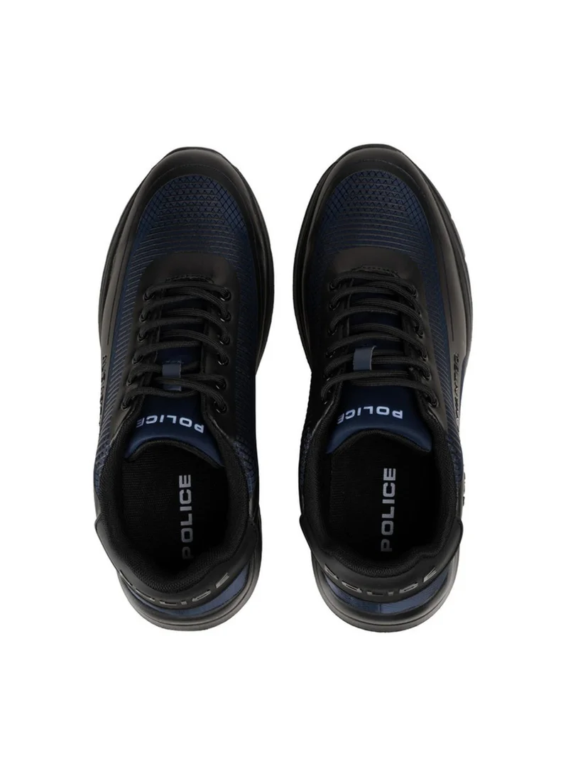 بوليس Police Men's Wave-Panel Low-Top Sneakers with Fluid Organic Design Lines, Cushioned Sole Unit & Athletic Casual Styling – Blue