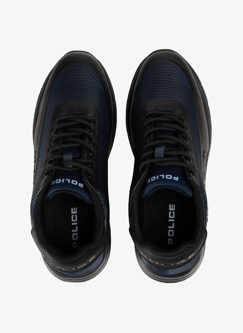 بوليس Police Men's Wave-Panel Low-Top Sneakers with Fluid Organic Design Lines, Cushioned Sole Unit & Athletic Casual Styling – Blue
