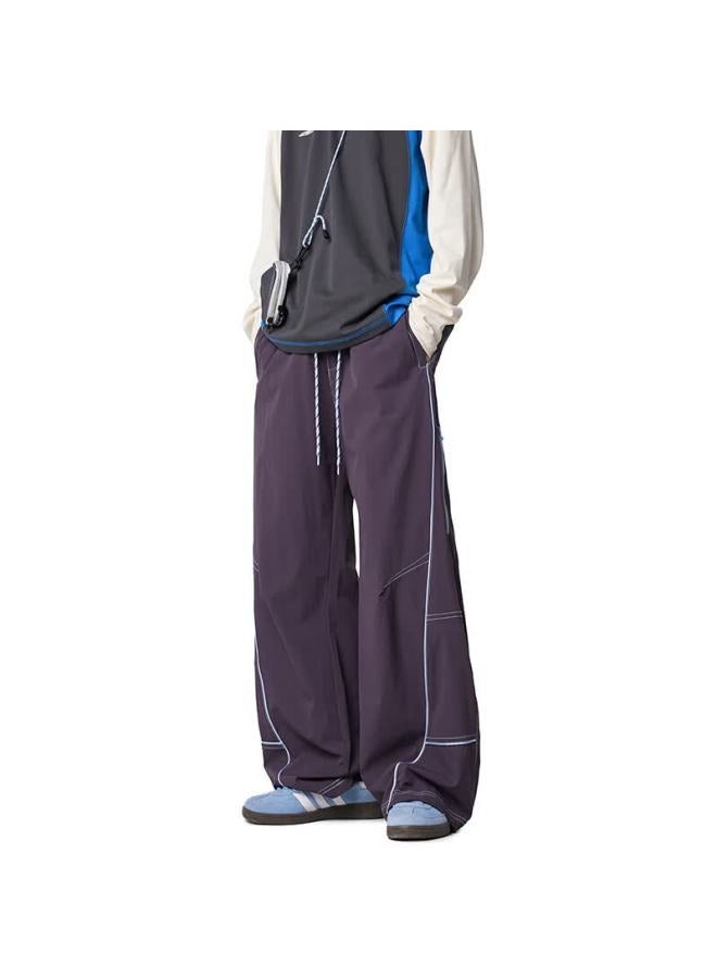 Izexx American-style Casual Pants For Men, Spring And Summer High-end Hasselblad Line Spliced Cargo Pants, Lightweight Outdoor Tactical Hz56 Purple M - Image 1