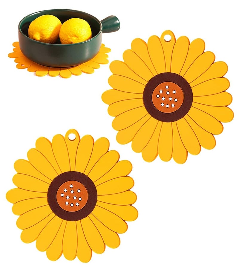 ZIVSA Sunflower Cup mat Non-Slip Silicone Coasters for Cups, Drinks, Pots and Pans Silicone Trivet Mat.Soft Rubber Cute Cup Mat Tabletop Protection for Kitchen Dining Room.(Multi) 3 pcs - Image 1