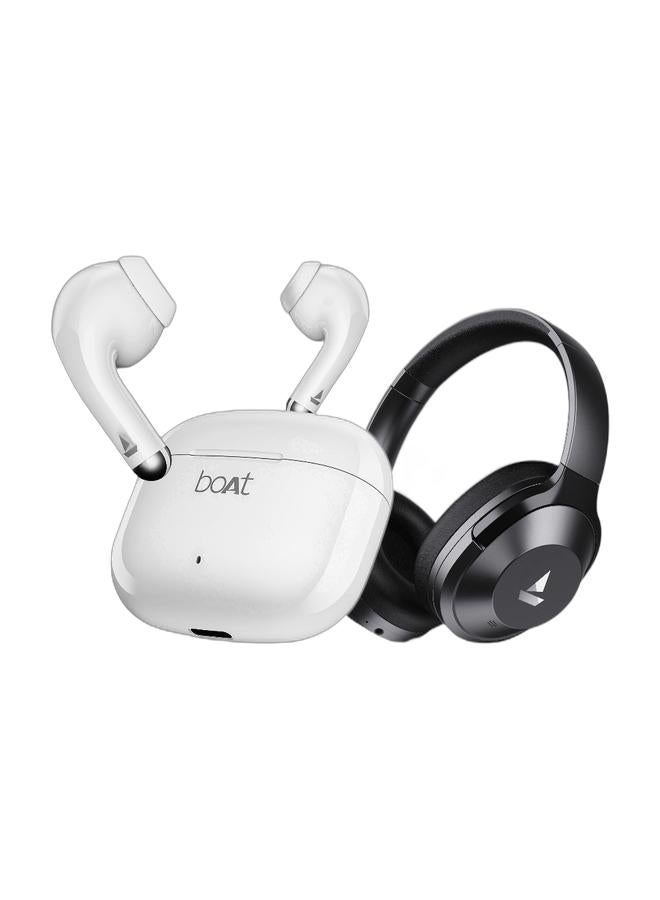 boAt سماعة رأس فوق الأذن بإلغاء الضوضاء النشط 32 ديسيبل مع بطارية 65 ساعة بالإضافة إلى سماعة أذن لاسلكية حقيقية مع بطارية 50 ساعة. مثالية للاستخدام طوال اليوم. - Image 1