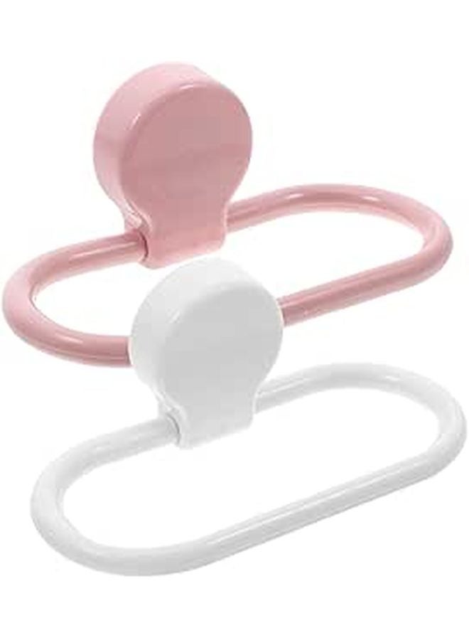 2pcs Adhesive Towel Holder Rings White No Drill Bathroom Wall Mounted Space Saving Storage - Image 1