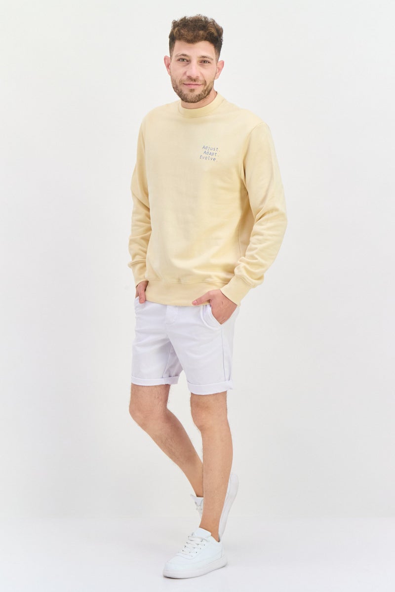 D RT Men Crew Neck Long Sleeves Graphic Sweatshirt, Beige - Image 3