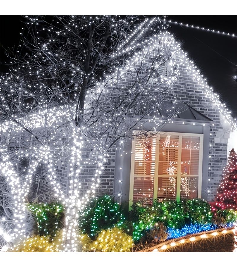 100 مصباح LED بطول 472.44 بوصة متعدد الألوان يعمل بالطاقة الشمسية ساطع مع ثمانية أوضاع مقاوم للماء IP54 للكريسماس والحديقة وحفلات الزفاف وعيد الحب والشرفة والممر والفناء - Image 2