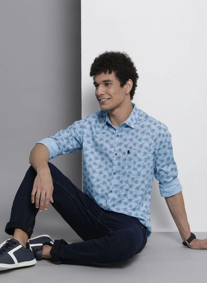 The Indian Garage Co Men Regular Fit Abstract Printed Full Sleeves Cutaway Collar Casual Shirt