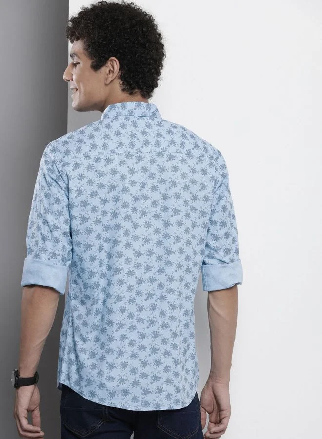 The Indian Garage Co Men Regular Fit Abstract Printed Full Sleeves Cutaway Collar Casual Shirt