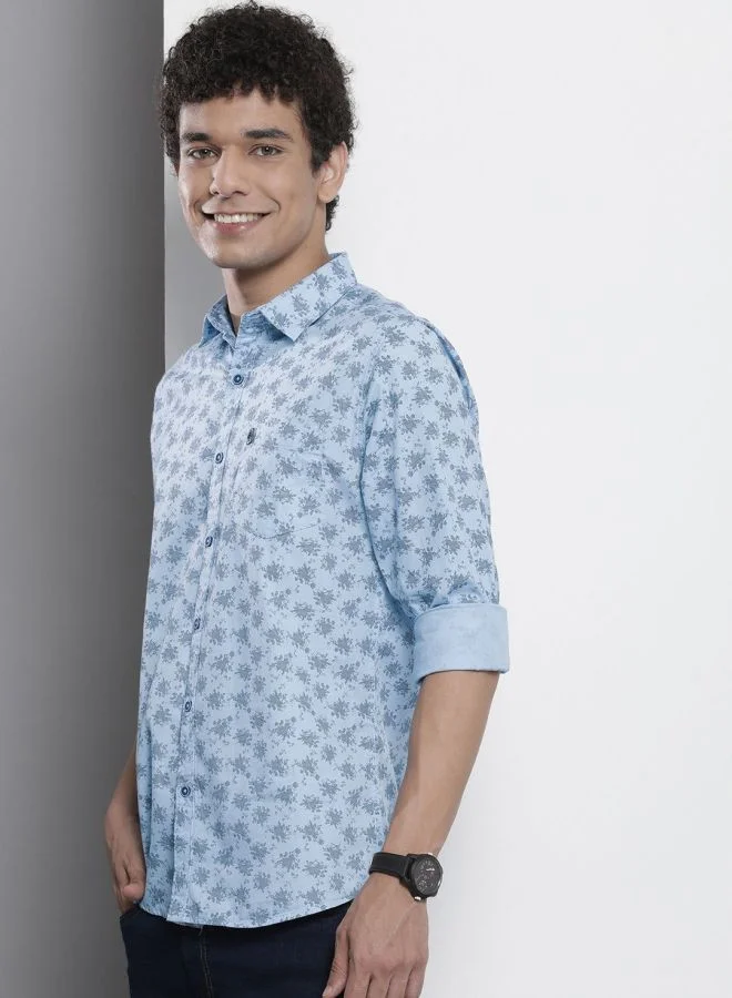 The Indian Garage Co Men Regular Fit Abstract Printed Full Sleeves Cutaway Collar Casual Shirt