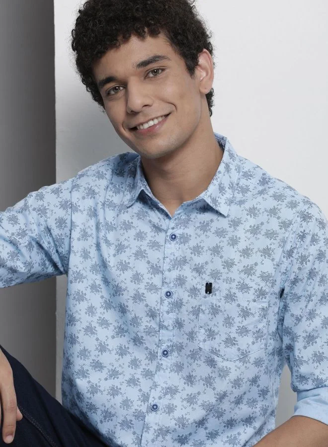 The Indian Garage Co Men Regular Fit Abstract Printed Full Sleeves Cutaway Collar Casual Shirt