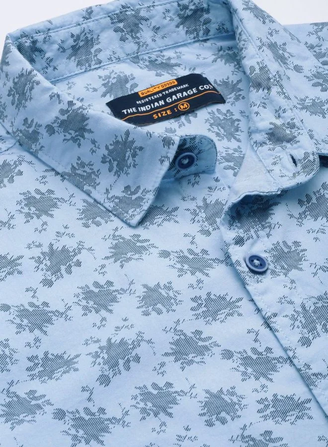 The Indian Garage Co Men Regular Fit Abstract Printed Full Sleeves Cutaway Collar Casual Shirt