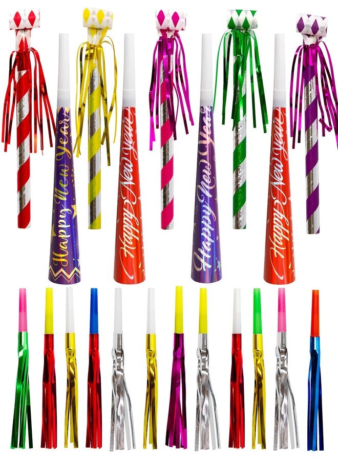 Fancy Land 50 Pack Happy New Year Noise Makers Horns Tassel Squawkers 2026 Colorful Party Noisemaker Set Adults Kids Party NYE Party Favor Supplies - Image 2