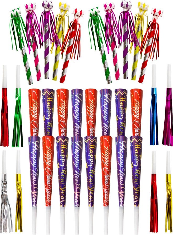 Fancy Land 50 Pack Happy New Year Noise Makers Horns Tassel Squawkers 2026 Colorful Party Noisemaker Set Adults Kids Party NYE Party Favor Supplies - Image 1