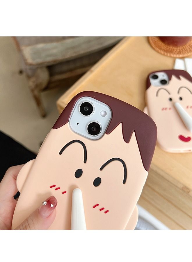 iPhone 14 ProMax Cartoon Characters Shaped Phone Protect Case,  Silicone Soft Phone Cover with Stent - Image 3