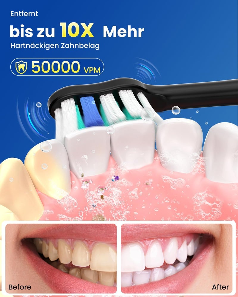YTEATH PRO Electric Sonic Toothbrush for Adults & Children, 5 Cleaning Modes with 3 Intensity Levels, Timer, 8 Replacement Brush Heads & Travel Case, Rechargeable Sonic Toothbrush - Image 2