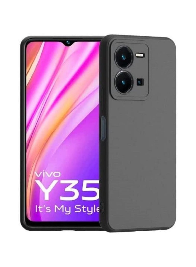 فيسوس حالة من Vivo Y35 4G المطاط الناعم السيليكون المرن CASED CASE SILICON MATTE TPU مرنة الخلفية المرنة لـ VIVO Y35 4G العلبة المطاطية المرنة (أسود) - Image 1
