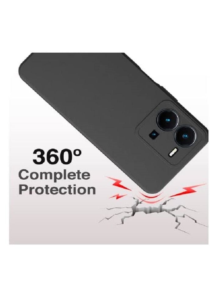 فيسوس حالة من Vivo Y35 4G المطاط الناعم السيليكون المرن CASED CASE SILICON MATTE TPU مرنة الخلفية المرنة لـ VIVO Y35 4G العلبة المطاطية المرنة (أسود) - Image 3